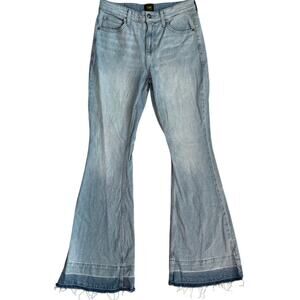 Lee‎ Vintage Modern Stretch High Rise Ombre Flare Frayed Hem Jeans Size 4